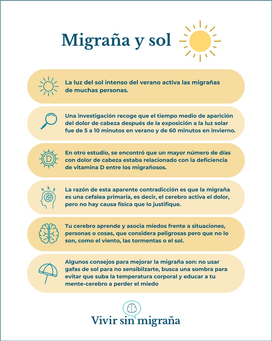 Infografía migraña y sol